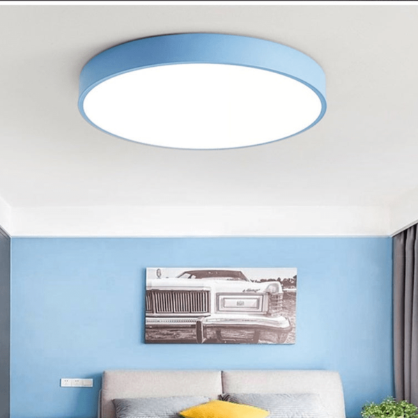 Nordic Macaron Round Ceiling Lamp Wood LED Ø30 cm - Image 4