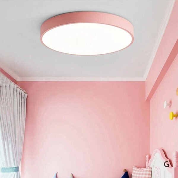 Nordic Macaron Round Ceiling Lamp Wood LED Ø30 cm - Image 5
