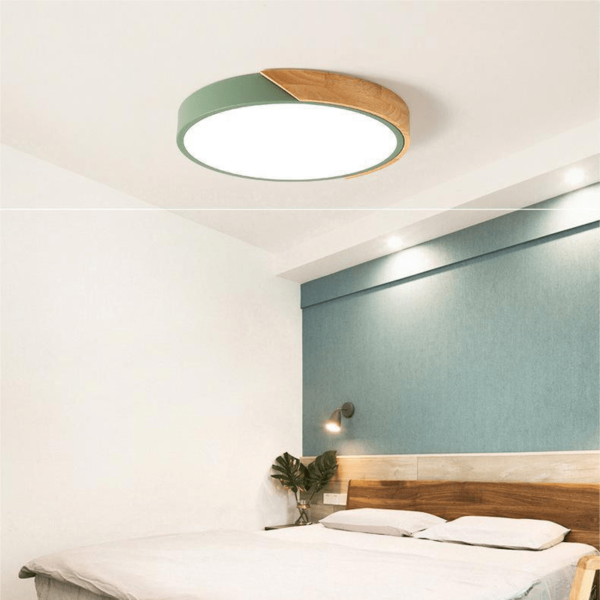 Nordic Macaron Round Ceiling Lamp Wood LED Ø30 cm - Image 6